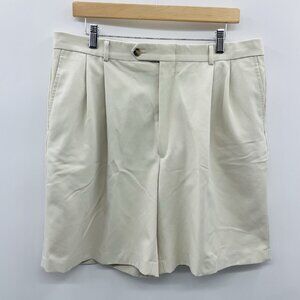 Berle Mens Size 36 Soft Microfiber Pleated Front Dress Shorts in Khaki Beige $90